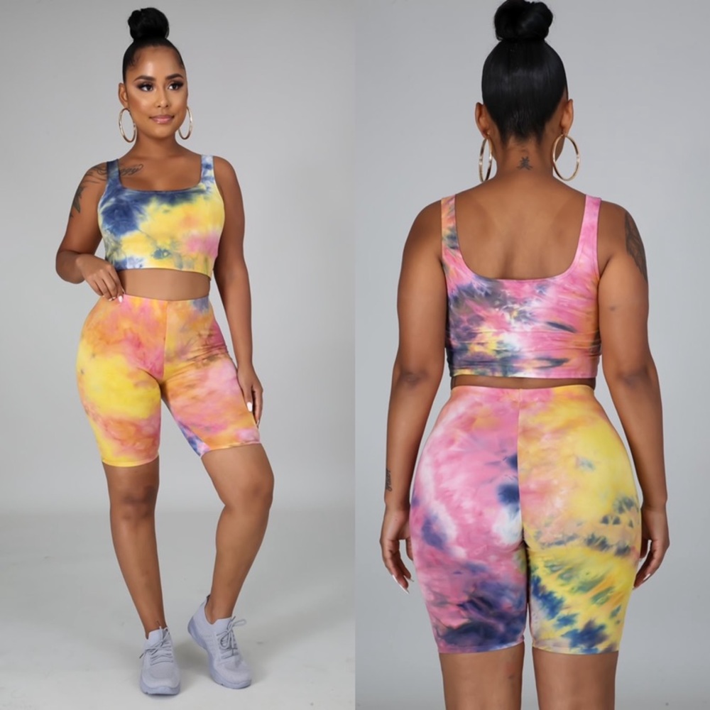 Tie Dye Biker Short Set